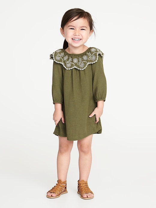 View large product image 1 of 3. Eyelet-Ruffle Swing Dress for Toddler Girls