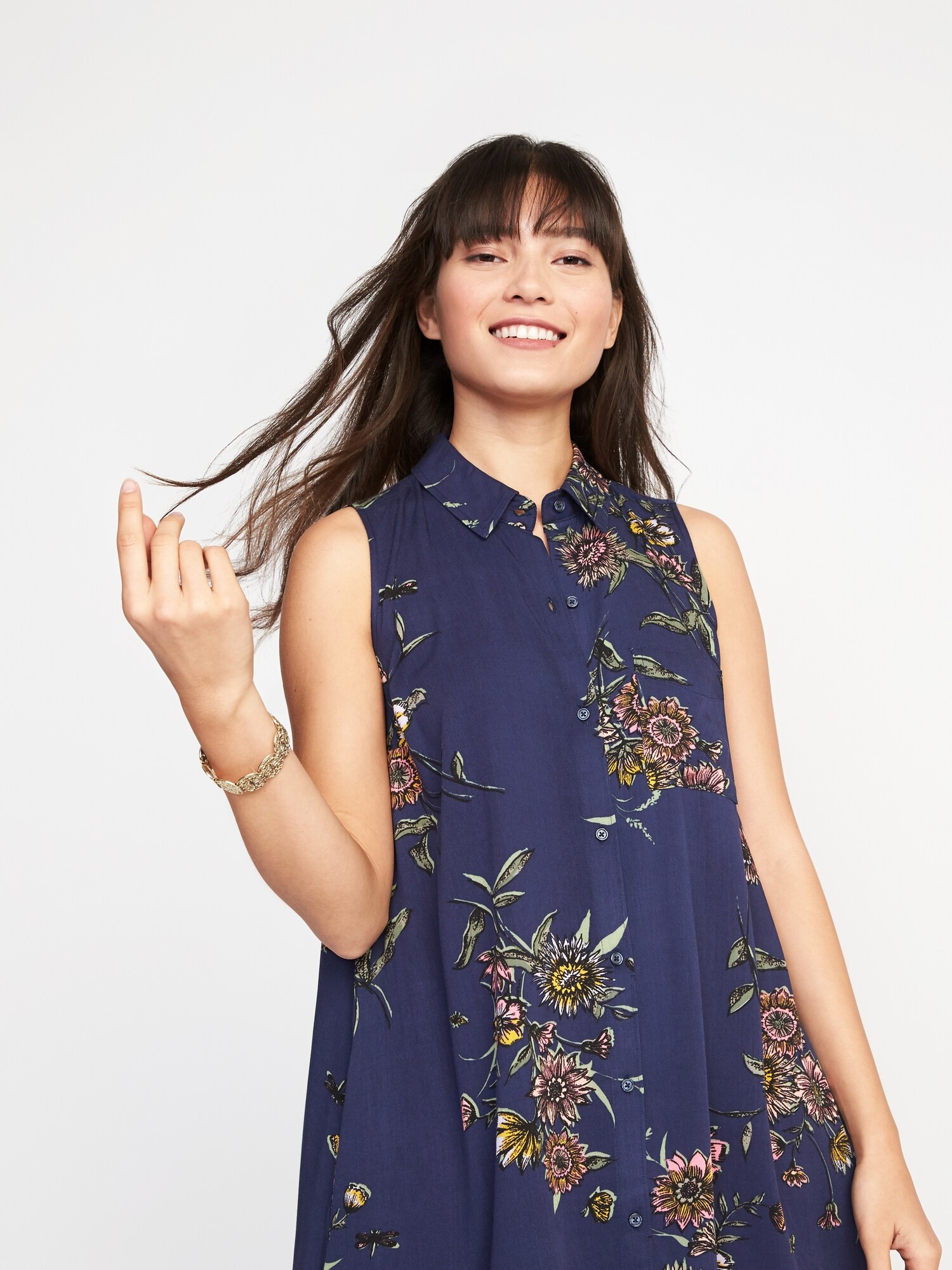 Navy sleeveless shirt store dress