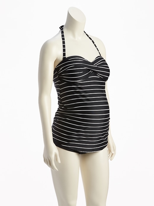 View large product image 1 of 1. Maternity Twist-Front Bandeau Tankini Top