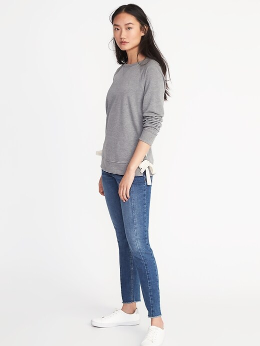Image number 3 showing, Side-Lace-Up French-Terry Sweatshirt for Women