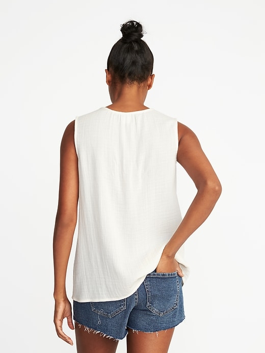 Image number 2 showing, Relaxed Sleeveless Tie-Neck Boho Top for Women