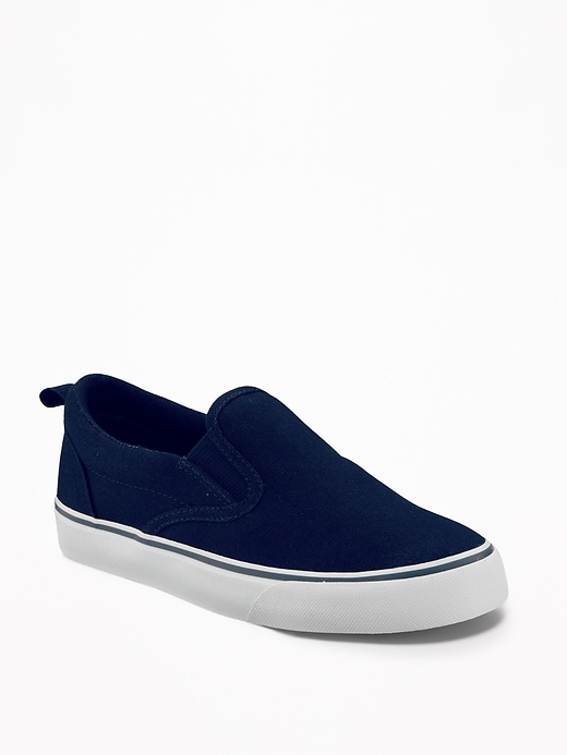 blue canvas slip on shoes