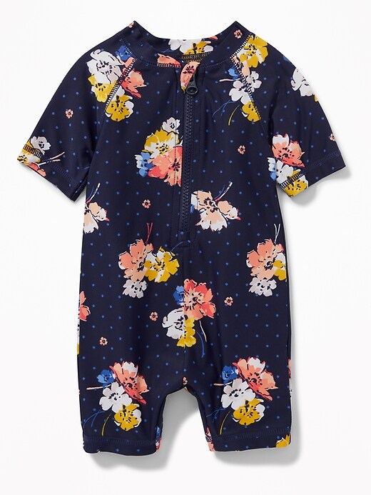 View large product image 1 of 2. Floral-Print Rashguard One-Piece for Baby