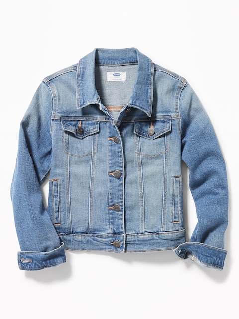 Medium-Wash Jean Jacket For Girls