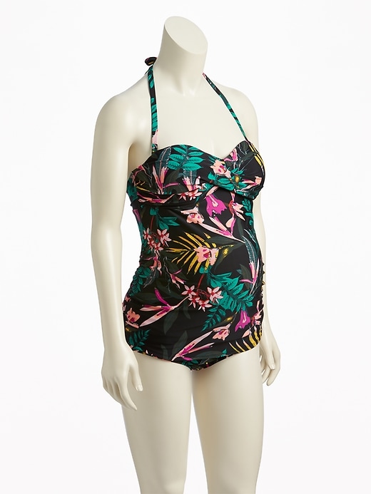 View large product image 1 of 3. Maternity Twist-Front Bandeau Tankini Top