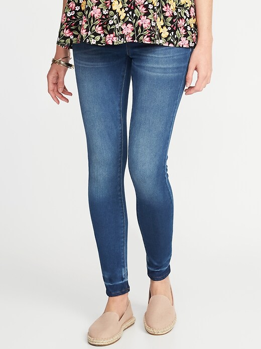 View large product image 1 of 3. Maternity Front Low-Panel Rockstar 24/7 Released-Hem Jeggings