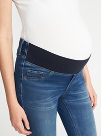 View large product image 3 of 3. Maternity Front Low-Panel Rockstar 24/7 Released-Hem Jeggings