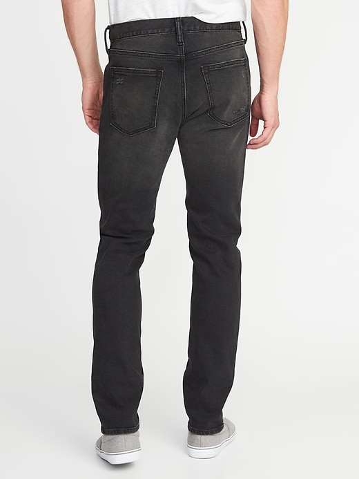View large product image 2 of 2. Relaxed Slim Built-In Flex Distressed Black Jeans