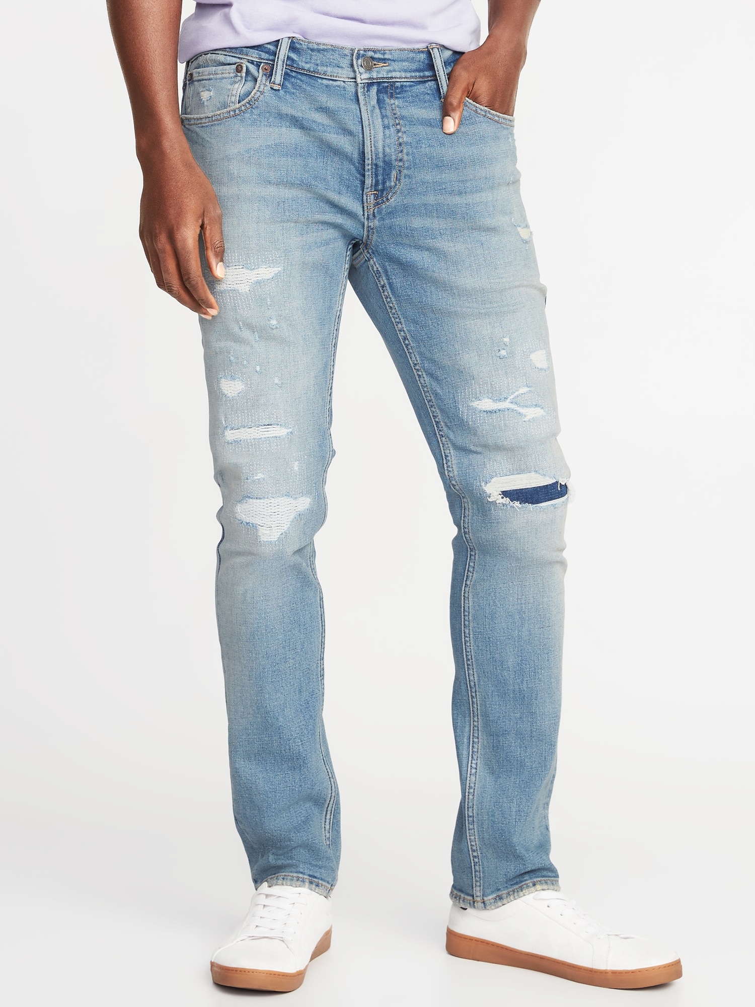 Heavily distressed 2024 jeans mens