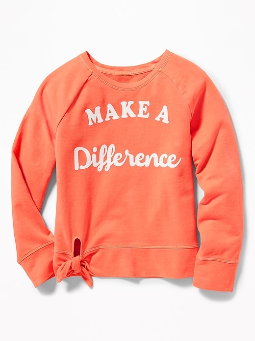 View large product image 1 of 1. Graphic Side-Tie French-Terry Sweatshirt for Girls