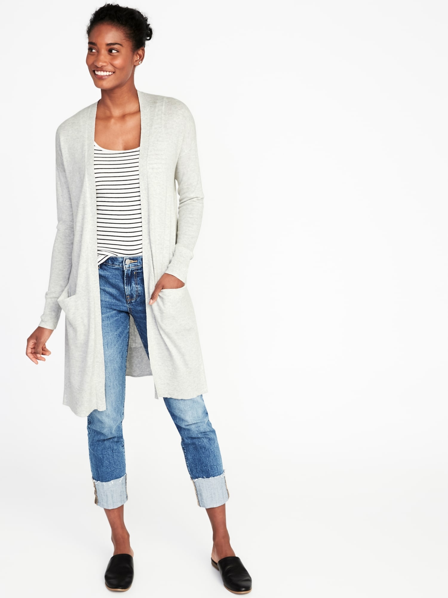 old navy super long open front duster