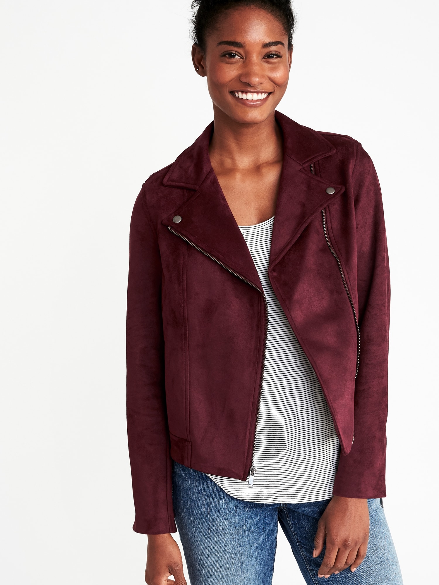 Sueded Knit Moto Jacket for Women Old Navy