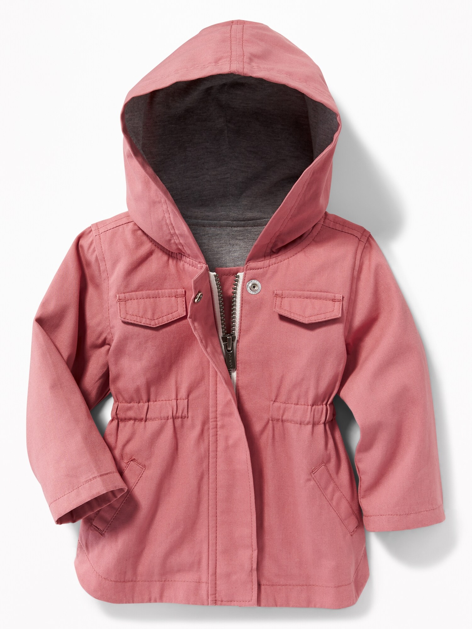 hooded canvas utility jacket for baby
