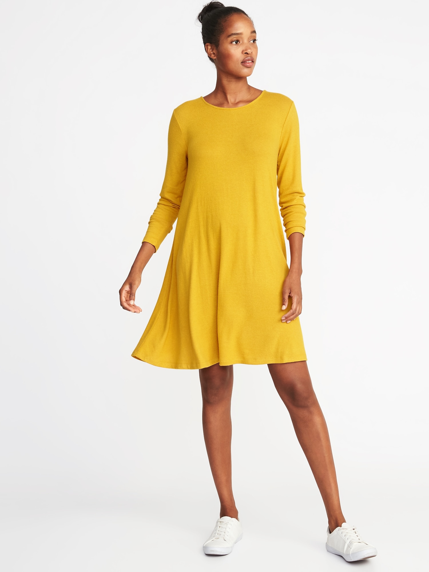 Plush knit 2025 swing dress