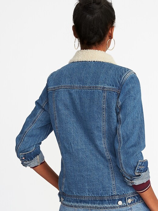 Image number 2 showing, Sherpa-Lined Denim Jacket for Women