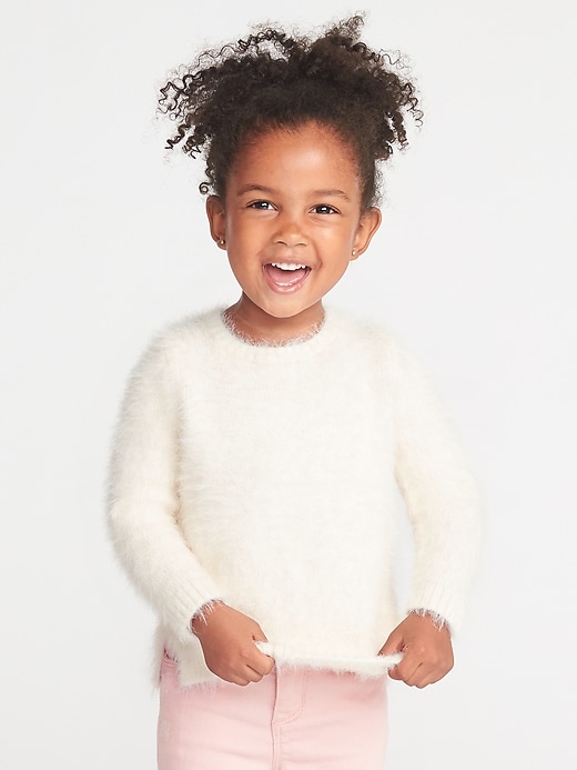 View large product image 1 of 1. Fuzzy Crew-Neck Sweater for Toddler Girls