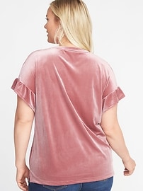 Old Navy Women Velvet Ruffle Sleeves Tee Top Plus 1X 2X Glitter Blue Pink