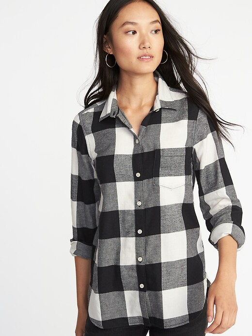 View large product image 1 of 1. Relaxed Plaid Twill Classic Shirt for Women