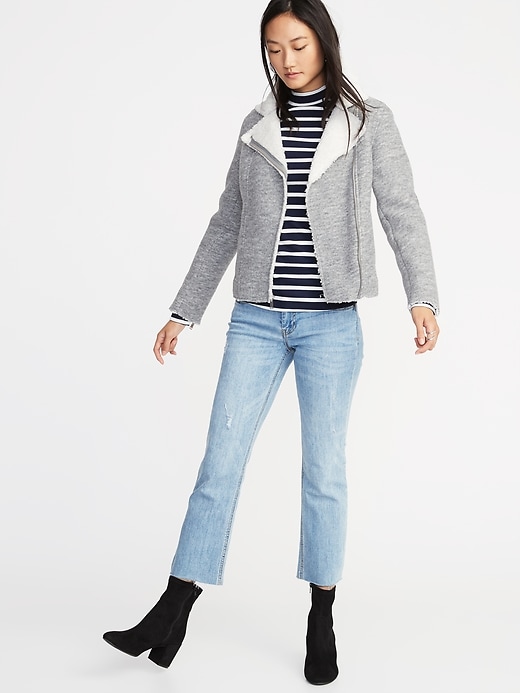 Image number 3 showing, Sherpa-Lined Moto Jacket for Women