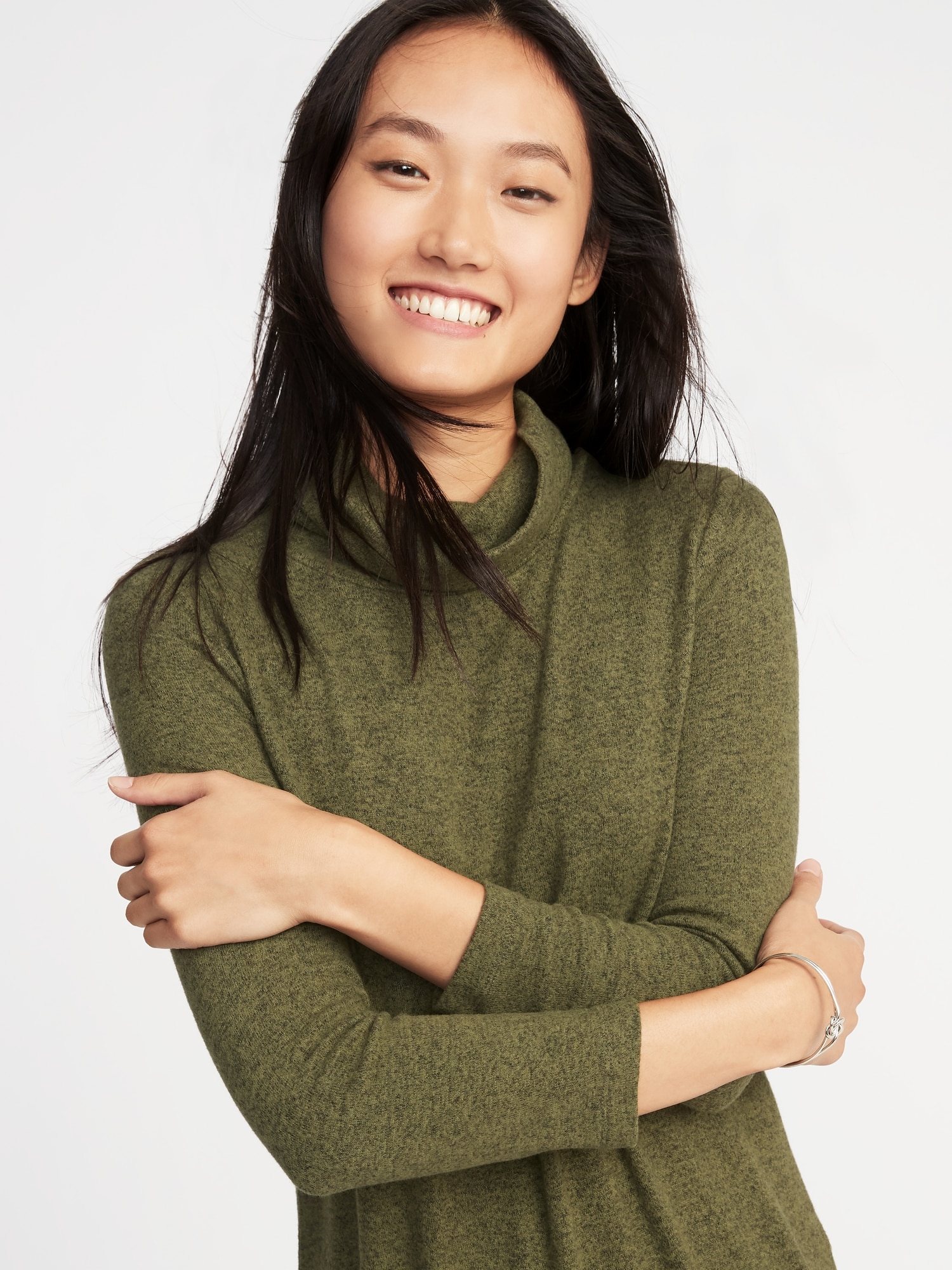 Plush-Knit Turtleneck Tunic for Women