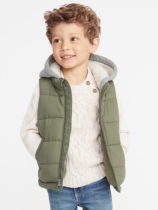 View large product image 1 of 1. Hooded Quilted Vest for Toddler Boys