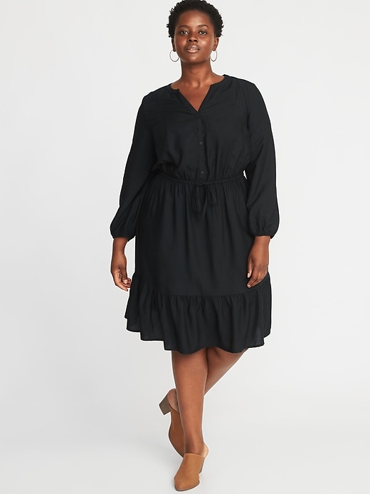 View large product image 1 of 1. Waist-Defined Plus-Size No-Peek Dress