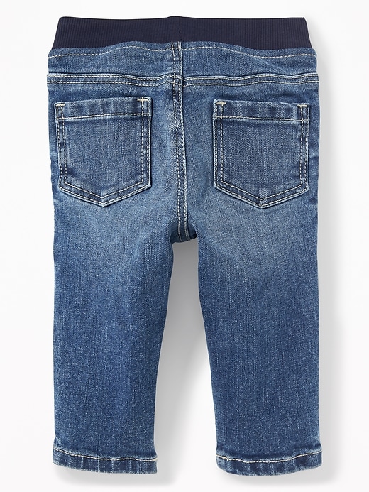 View large product image 2 of 3. Rib-Knit-Waist Pull-On Jeans for Baby