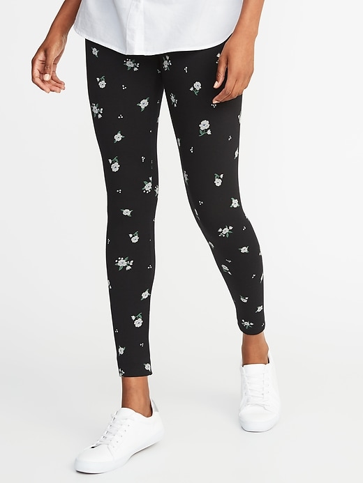 Mid-Rise Printed Jersey Leggings For Women