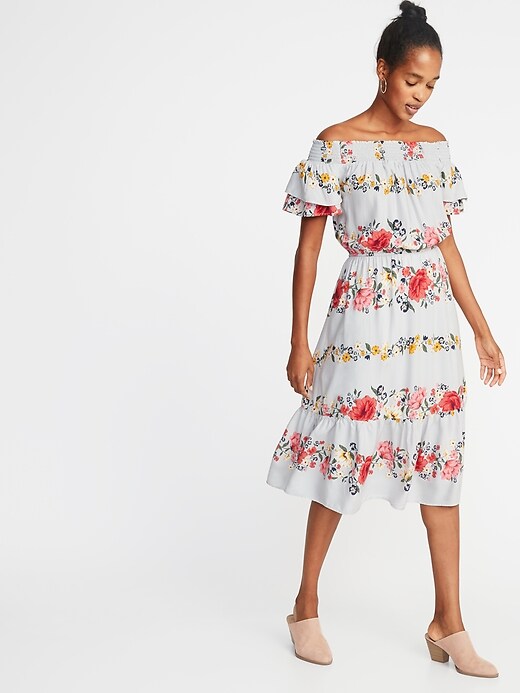 Image number 1 showing, Waist-Defined Printed Midi for Women