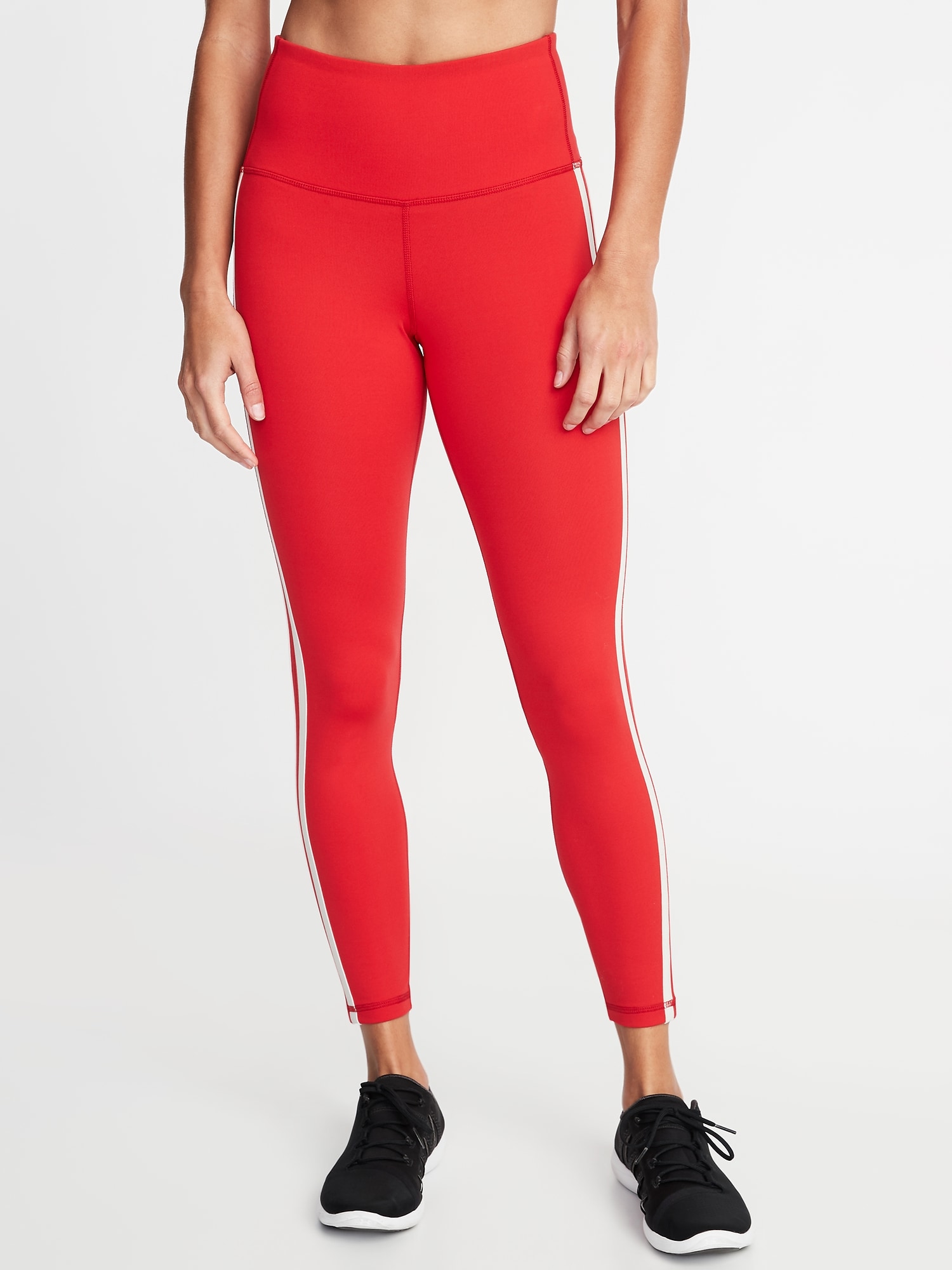 High-Waisted Elevate Side-Stripe 7/8-Length Compression Leggings For Women