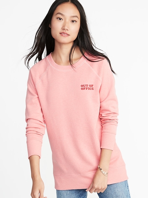 Image number 1 showing, French-Terry Boyfriend Tunic Sweatshirt for Women