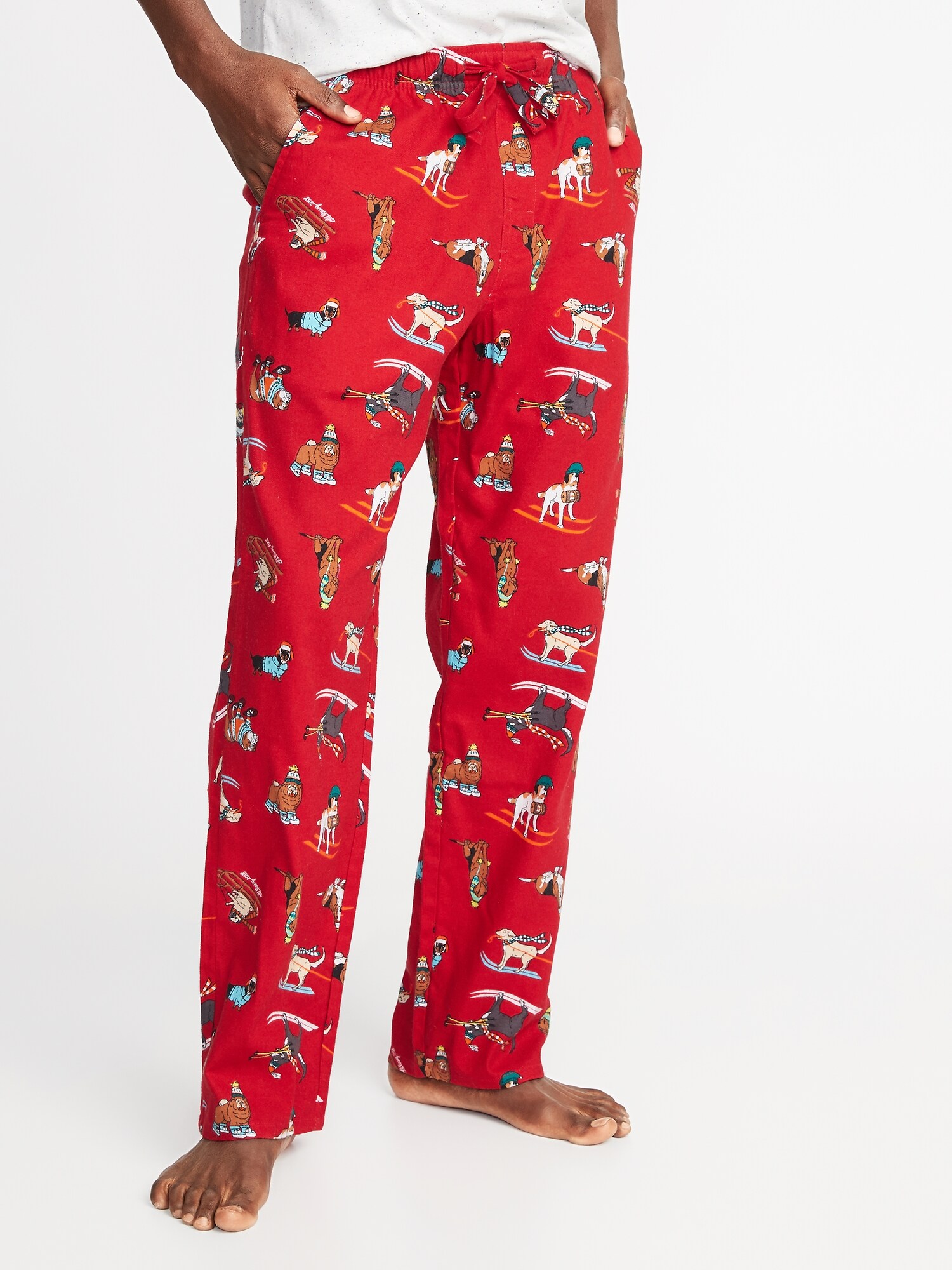Adr Men's Cotton Flannel Pajama Pants, Winter Joggers Red Buffalo