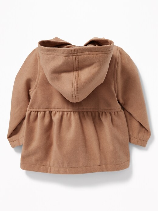 View large product image 2 of 2. Hooded Bow-Front Velour Coat for Baby