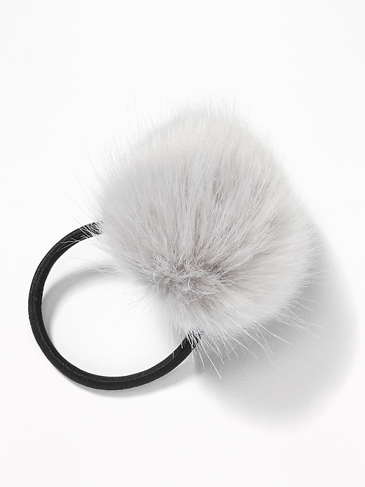 View large product image 1 of 1. Faux-Fur Pom-Pom Elastic Hair Tie for Women