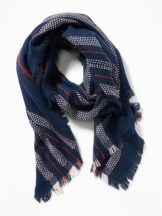 View large product image 2 of 2. Fringed Textured-Stripe Scarf for Women