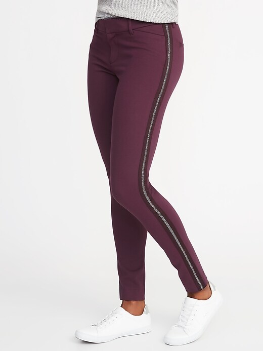 View large product image 1 of 2. Mid-Rise Side-Stripe Pixie Full-Length Pants for Women