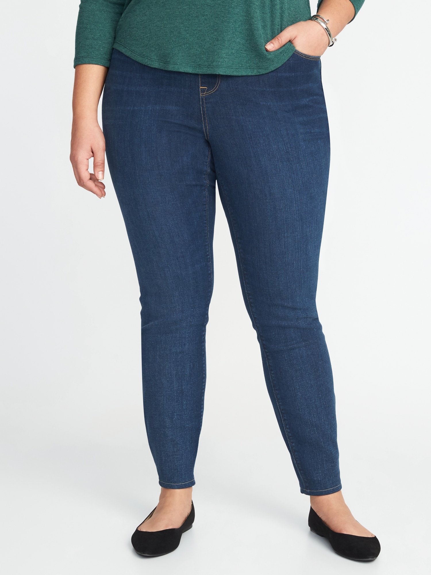 High-Waisted Pull-On Rockstar Plus-Size Super Skinny Jeggings