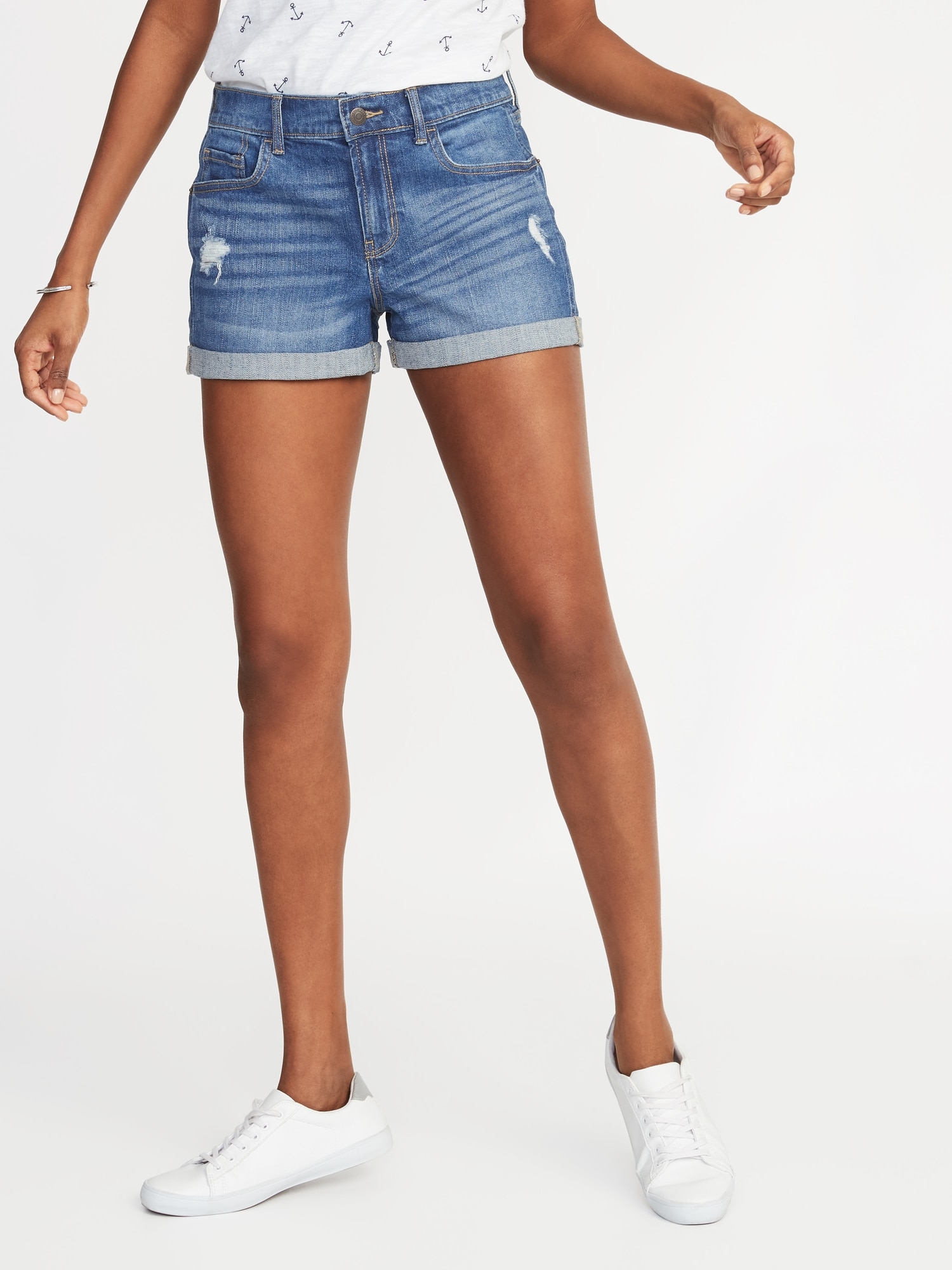 Distressed Boyfriend Jean Shorts For Women 3 Inch Inseam