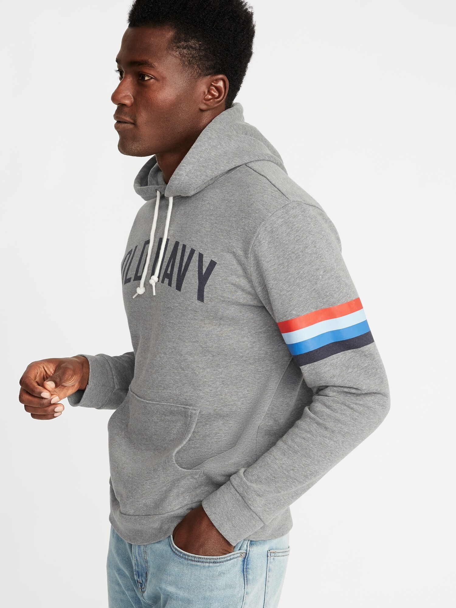 Hoodie with clearance logo on sleeve