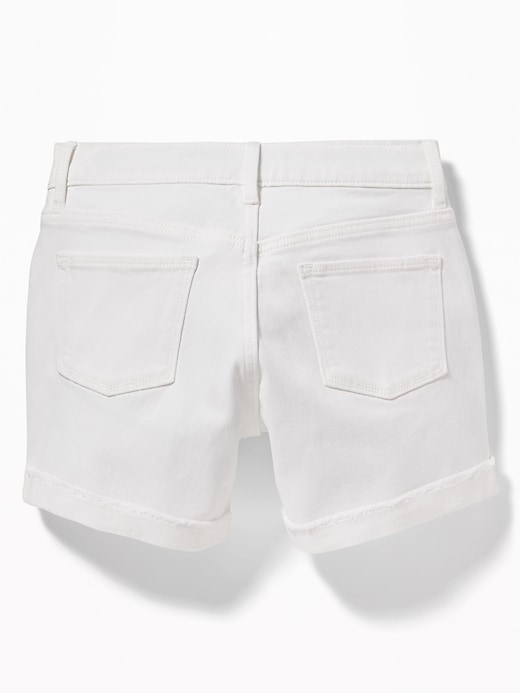 View large product image 2 of 3. Raw-Edged Cuff White Jean Shorts For Girls