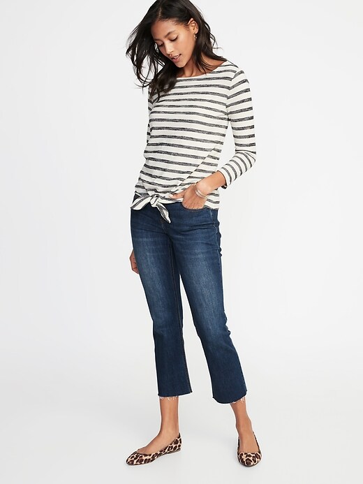 Image number 3 showing, Relaxed Tie-Front Mariner Top for Women