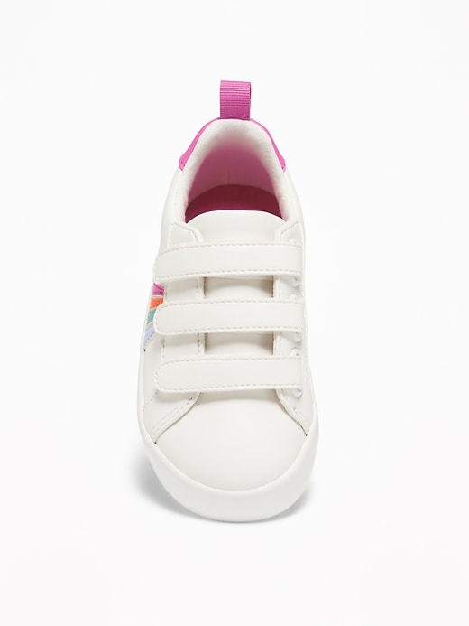 View large product image 2 of 4. Triple-Strap Rainbow-Stripe Sneakers For Toddler Girls