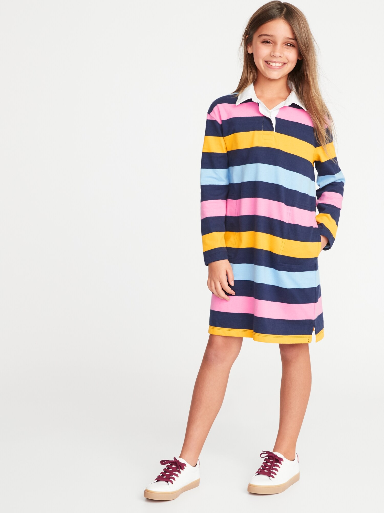BoldStripe Rugby Dress for Girls Old Navy