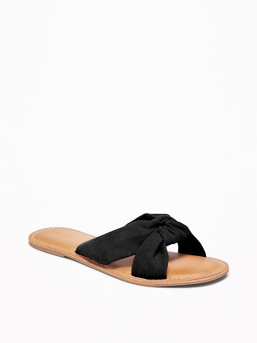 Faux Suede Knotted Twist Slide Sandals for Women Old Navy