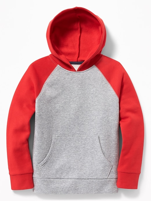 View large product image 1 of 1. Color-Blocked Raglan-Sleeve Pullover Hoodie For Boys