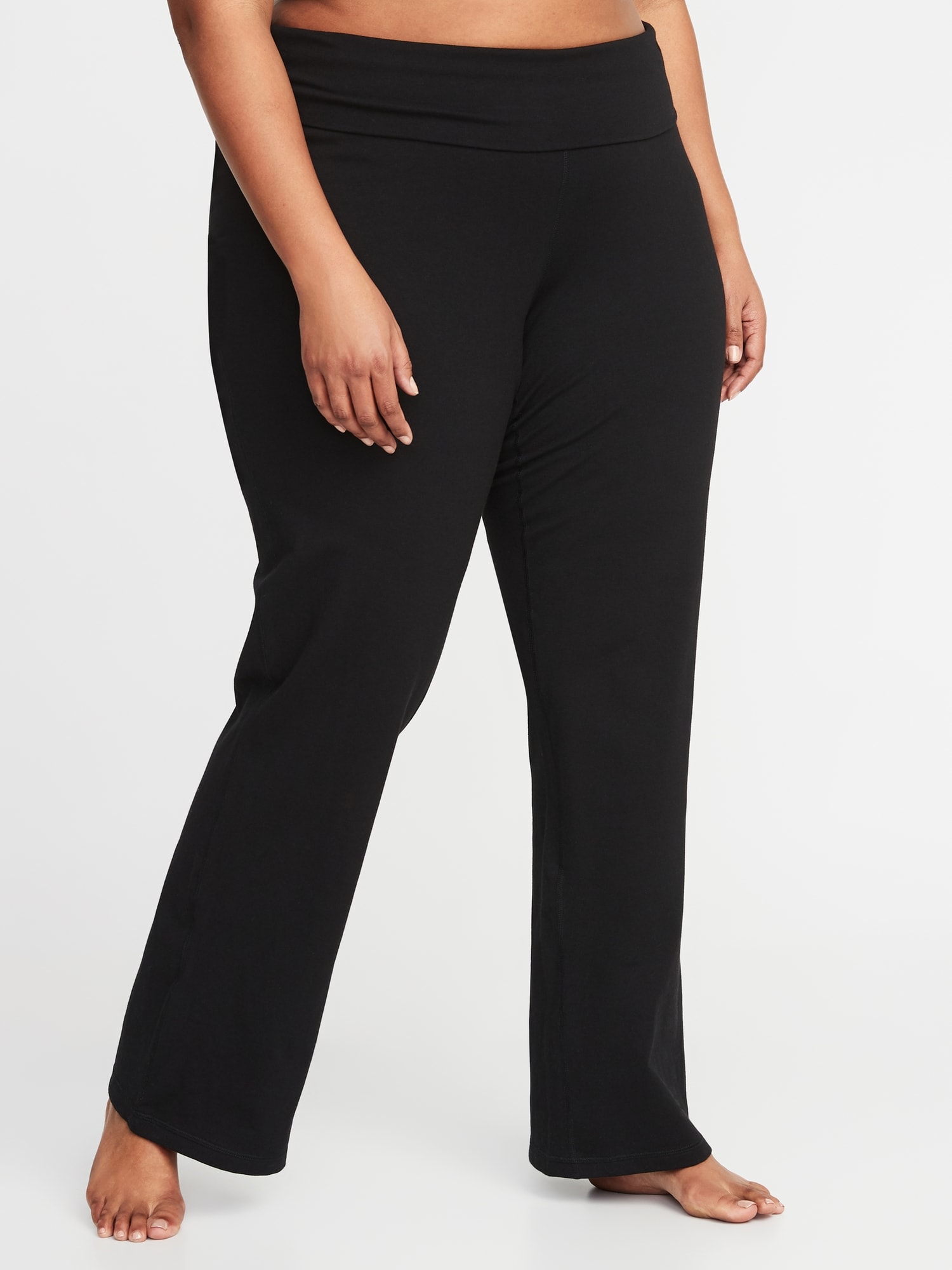 Roll-Over 4-Way-Stretch Plus-Size Yoga Pants