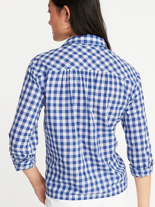 Blue gingham shirt womens best sale