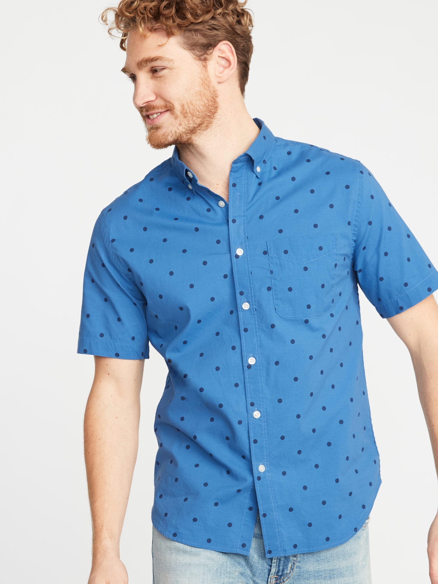 Men's Slim-Fit Flex Collar Short-Sleeve Dress Shirt