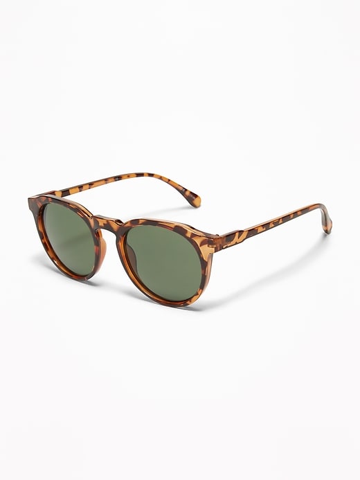 View large product image 1 of 1. Tortoiseshell Round-Rim Sunglasses