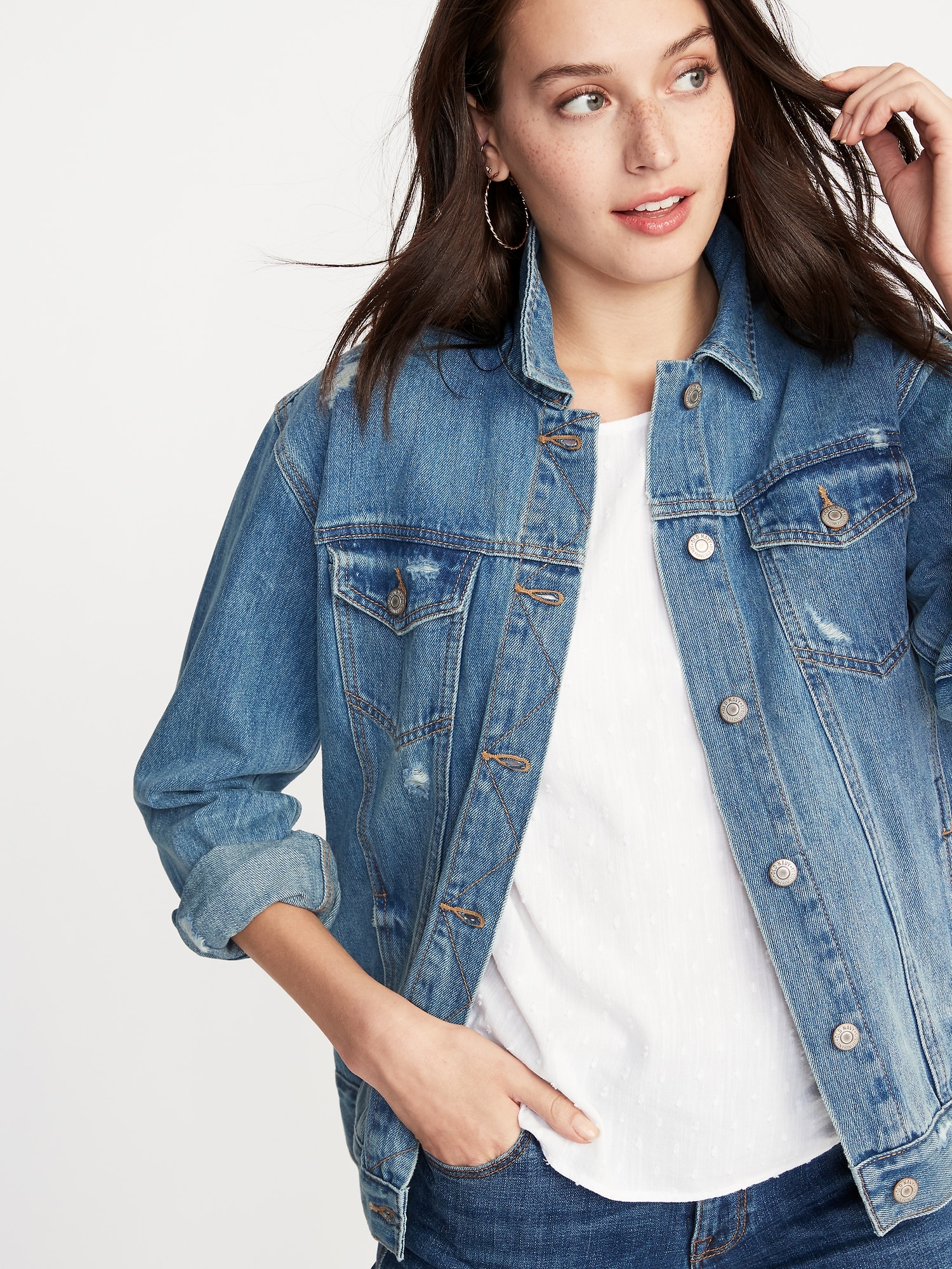 Distressed boyfriend jean jacket hotsell